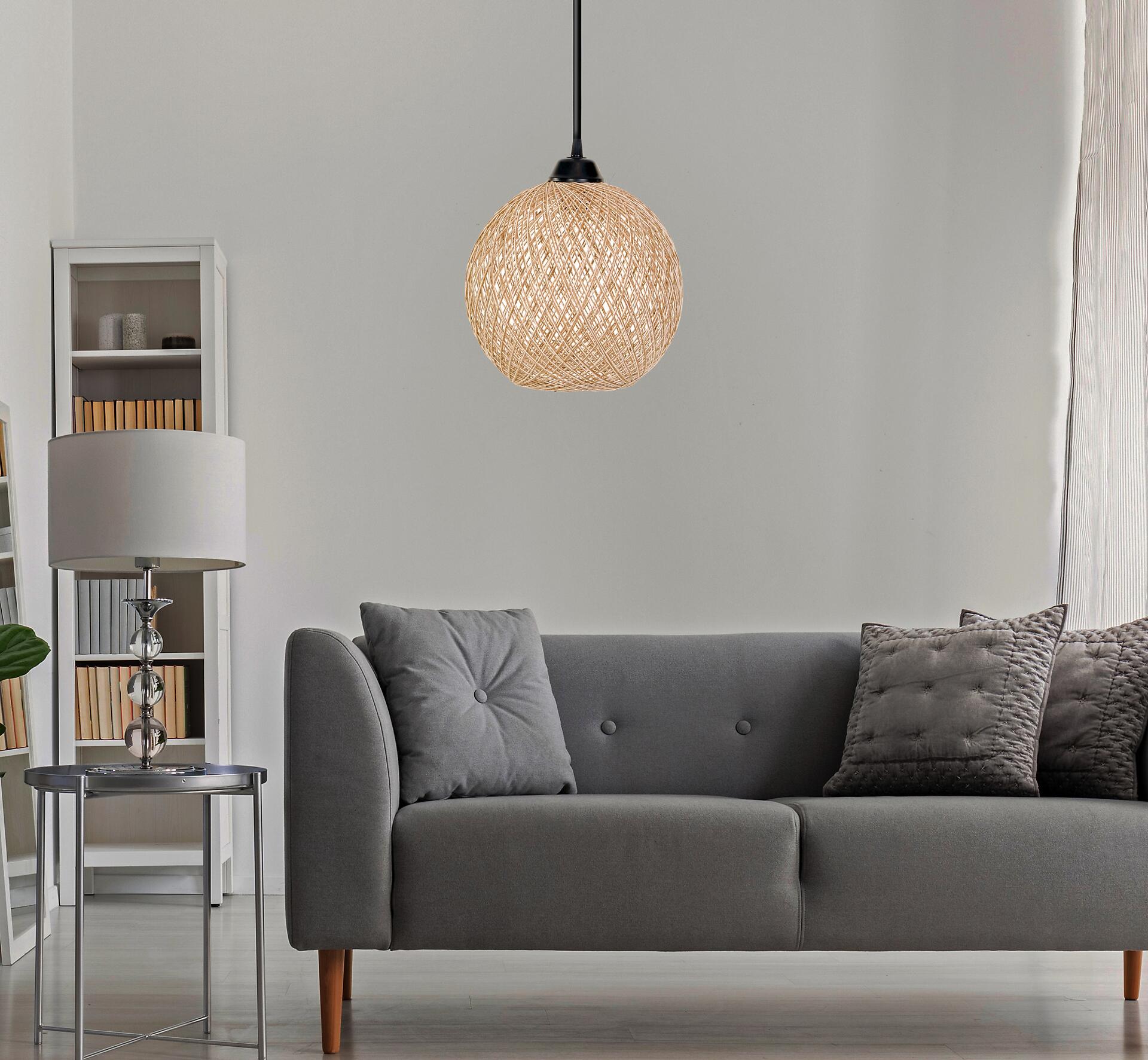 Opviq Pendelleuchte weiß braun B/H/T/L: ca. 22x55x24x22 cm E27 1 Brennstellen