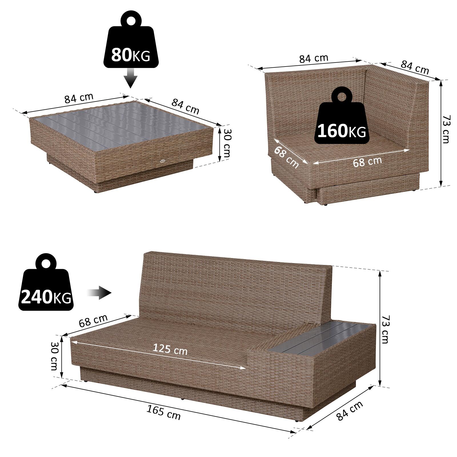 Outsunny Loungeset beige Polyrattan