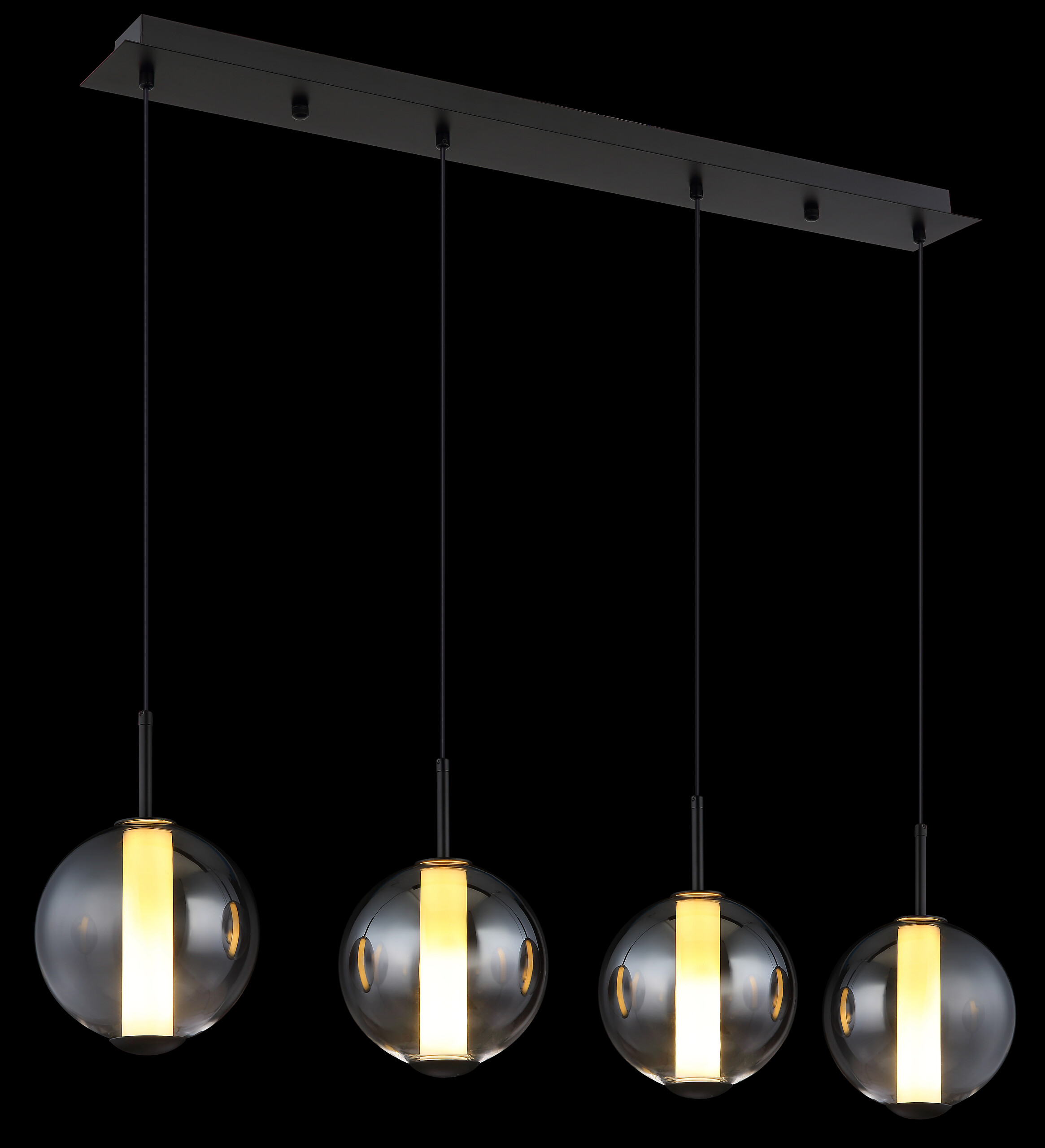 GLOBO Pendelleuchte Opal mattschwarz Rauch Metall Glas B/H: ca. 99x120 cm 1.0 Brennstellen