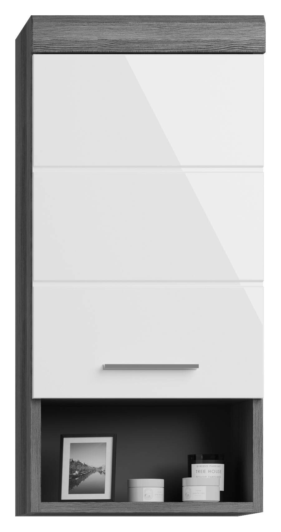 Badezimmer-Set Scout Rauchsilber Nachbildung weiß Hochglanz B/H/T: ca. 112x191x34 cm