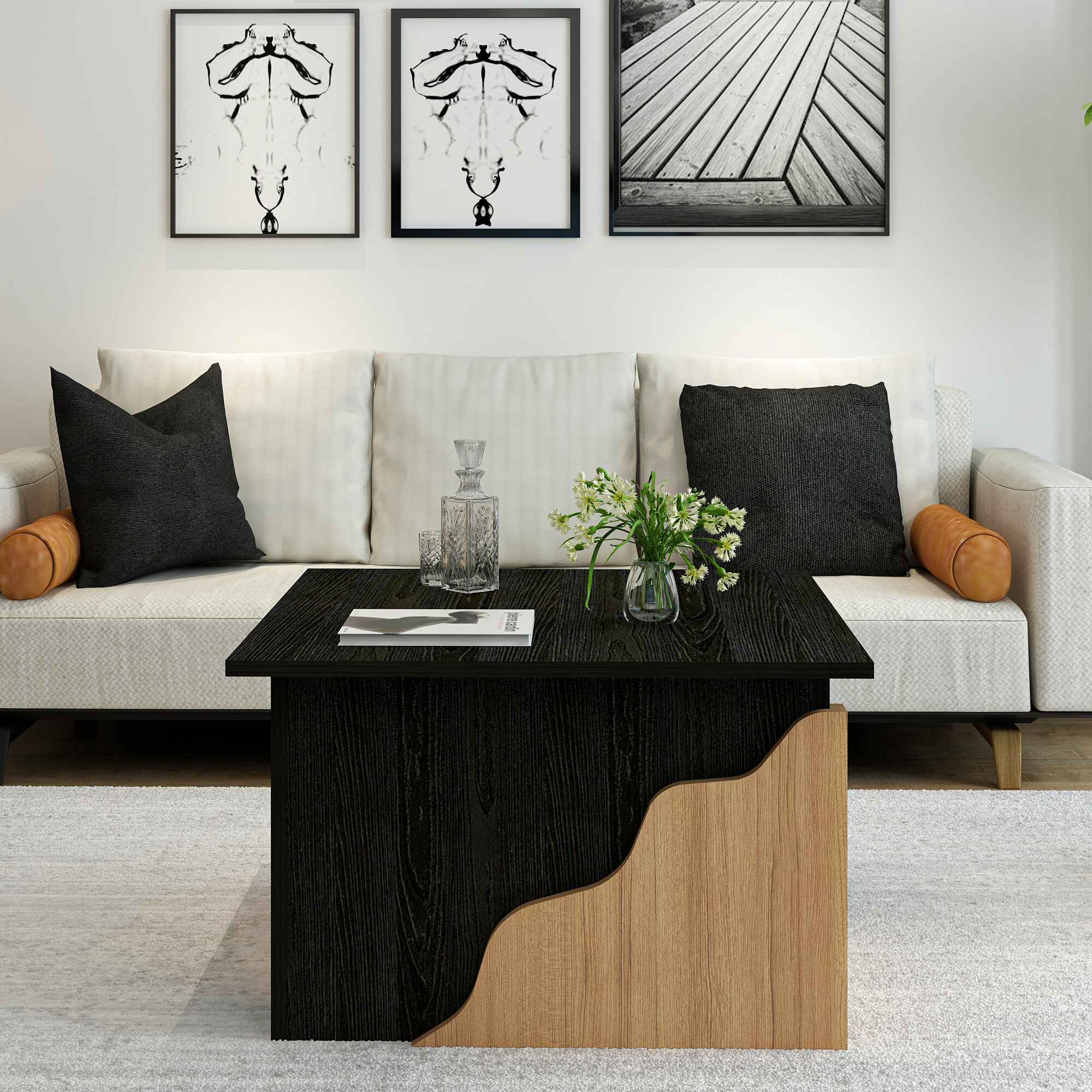 Couchtisch Baxley schwarz walnuss Nachbildung B/H/T: ca. 70x45x70 cm