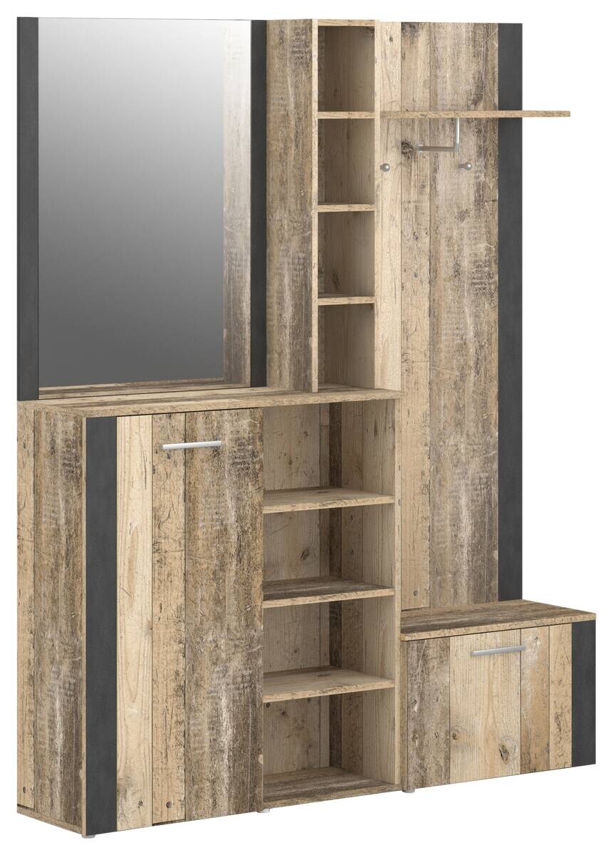 Garderobe BARRY Eiche Old Wood Nachbildung anthrazit B/H/T: ca. 150x190x32 cm