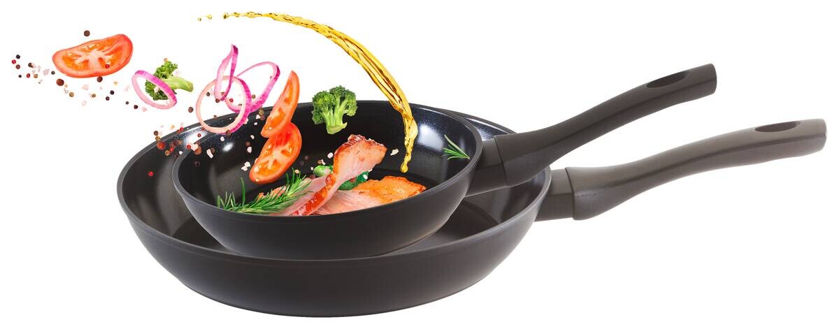 Pfanne schwarz Aluminium 2 tlg.