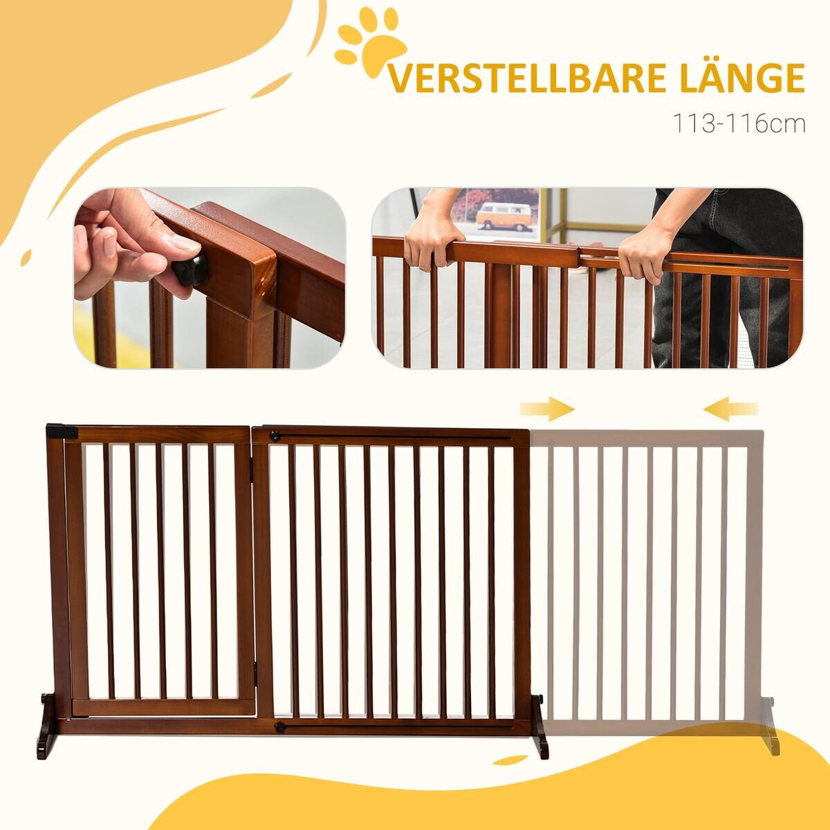 PawHut Schutzgitter braun Edelstahl B/H/L: ca. 166x113x36 cm