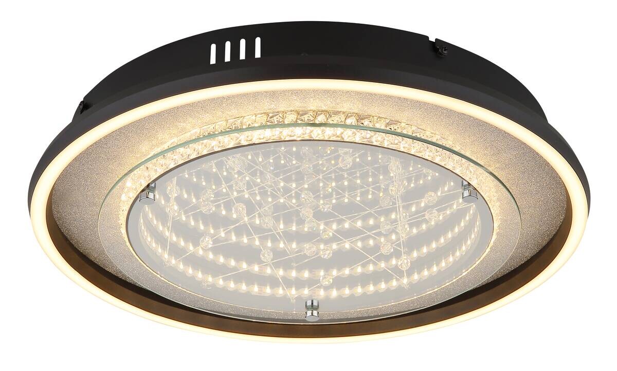 GLOBO Deckenleuchte silber klar schwarz Aluminium Glas Kunststoff H/D: ca. 6,8x40 cm 1 Brennstellen