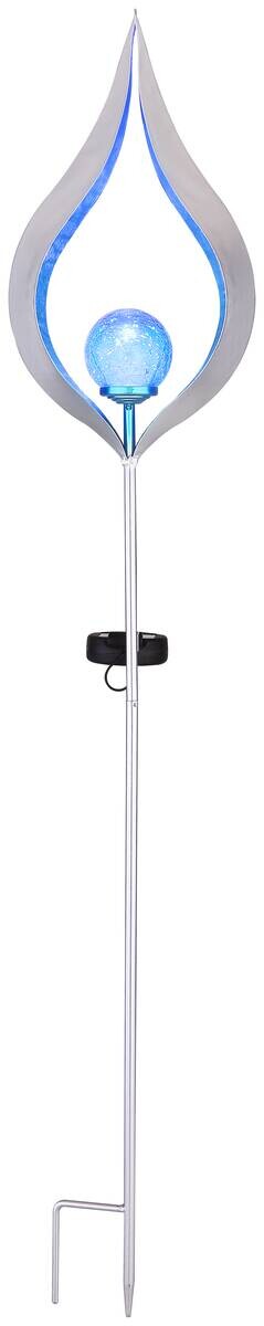 Solarleuchte 33467B silber blau Metall Glas H: ca. 90 cm