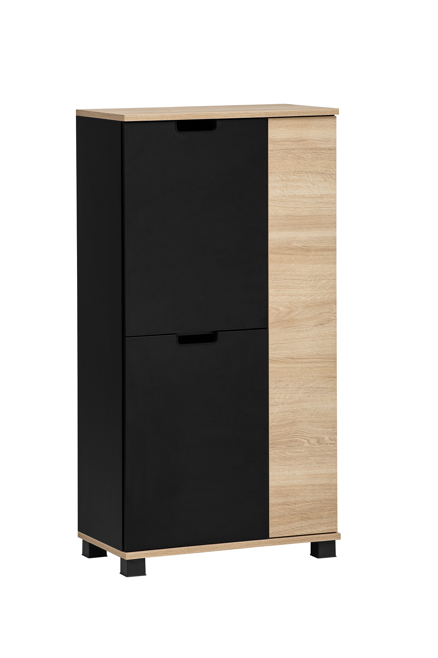 Highboard Emmik schwarz matt Eiche Eiche weiß Nachbildung B/H/T: ca. 59,8x116,9x32,6 cm