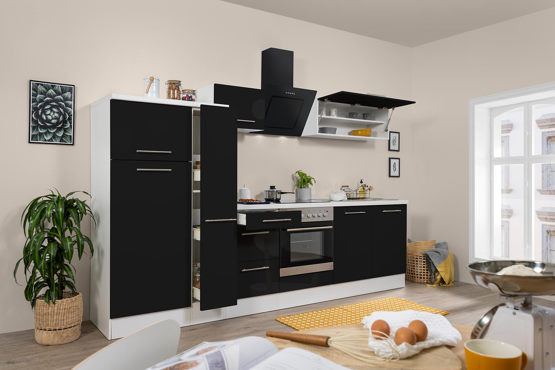 Respekta Küchenblock Amanda schwarz Hochglanz B/H/T: ca. 300x200x60 cm