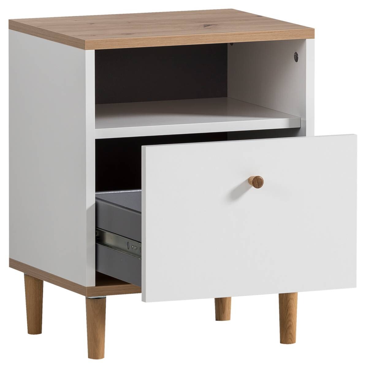 Nachtkonsole Hilda weiß Eiche Artisan Nachbildung B/H/T: ca. 40,3x53,2x33,5 cm