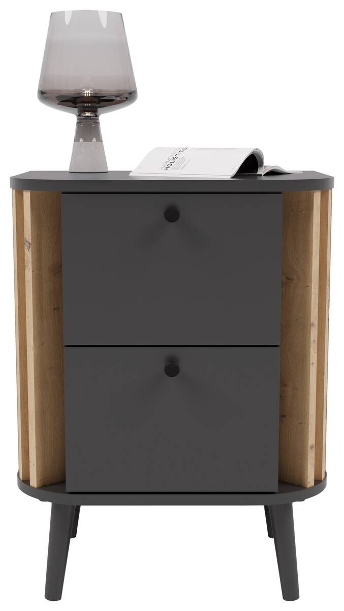 Nachtkonsole PURE grau Eiche Artisan Nachbildung B/H/T: ca. 45x60x33 cm