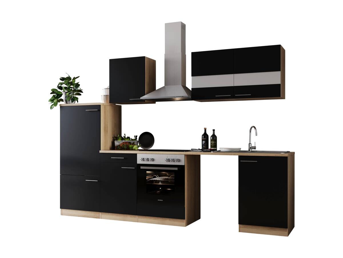 Respekta Küchenblock Merle schwarz B/H/T: ca. 280x200x60 cm