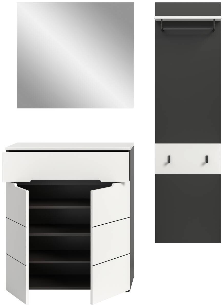 Garderobe Canu basaltgrau Nachbildung weiß B/H/T: ca. 140x190x37 cm