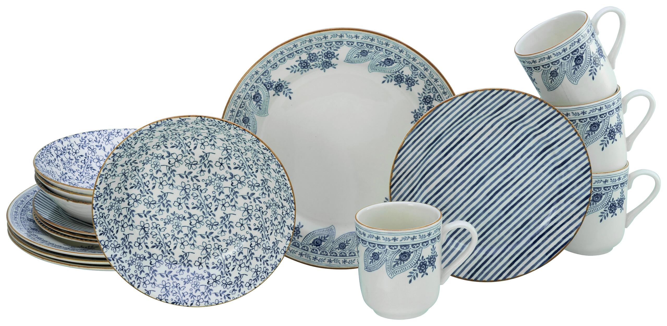 CreaTable Tafelservice Euböa blau Steingut 16 tlg.