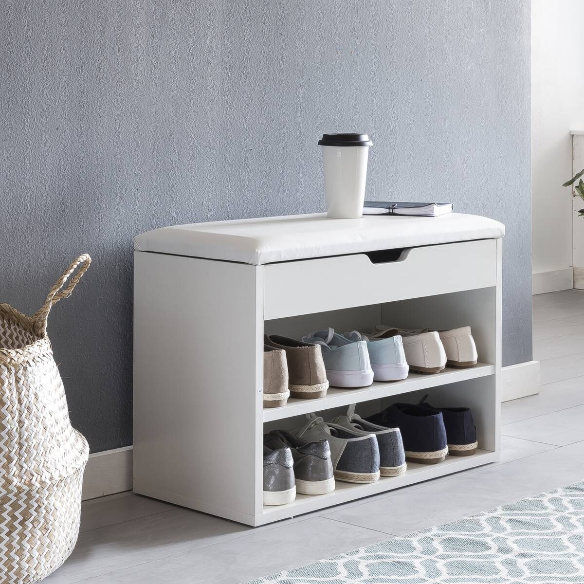 Schuhbank weiß weiß B/H/T: ca. 60x40x30 cm