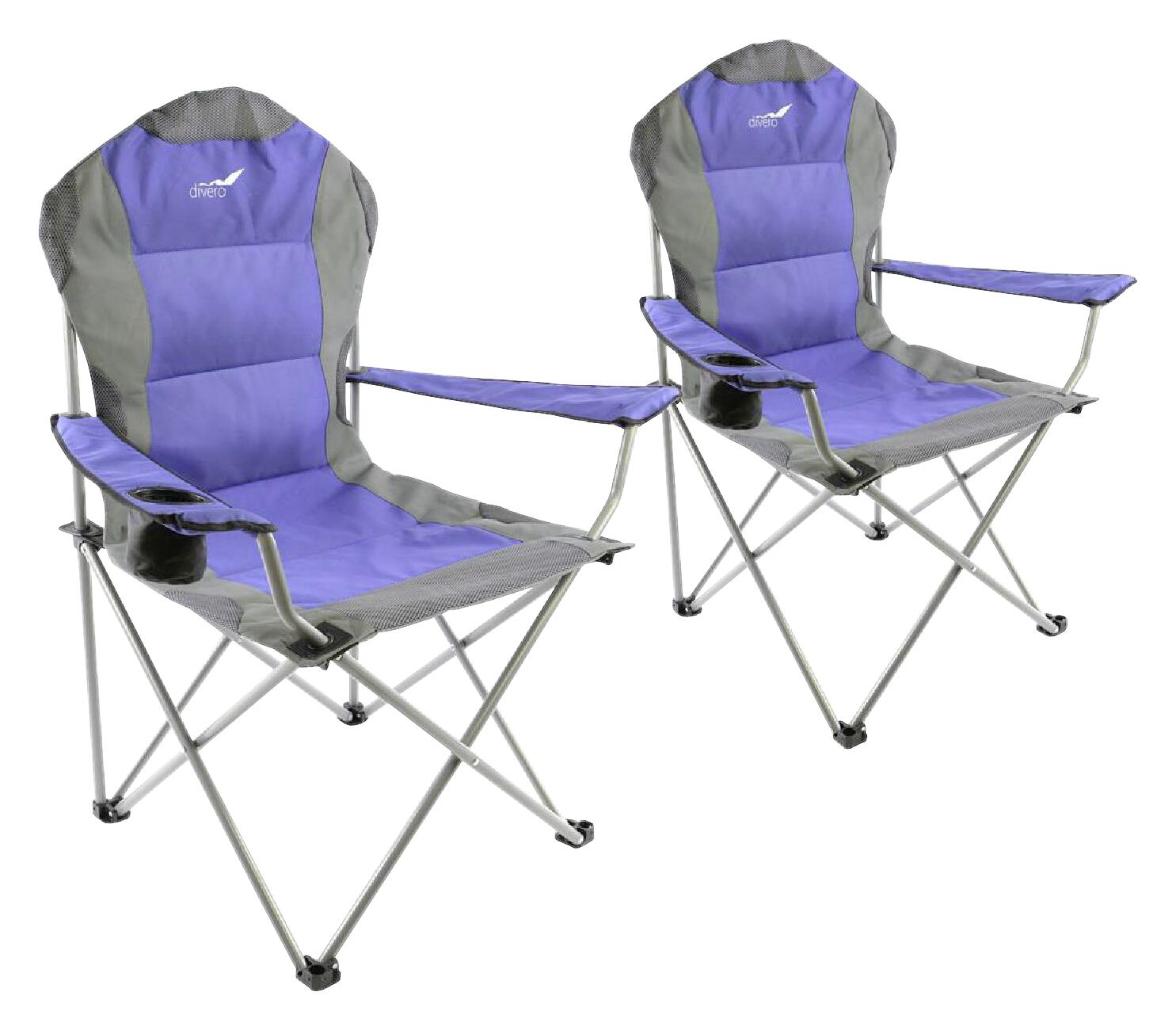 VCM Campingstuhl-Set royalblau Polyester-Mischgewebe B/H/L: ca. 90x110x57 cm