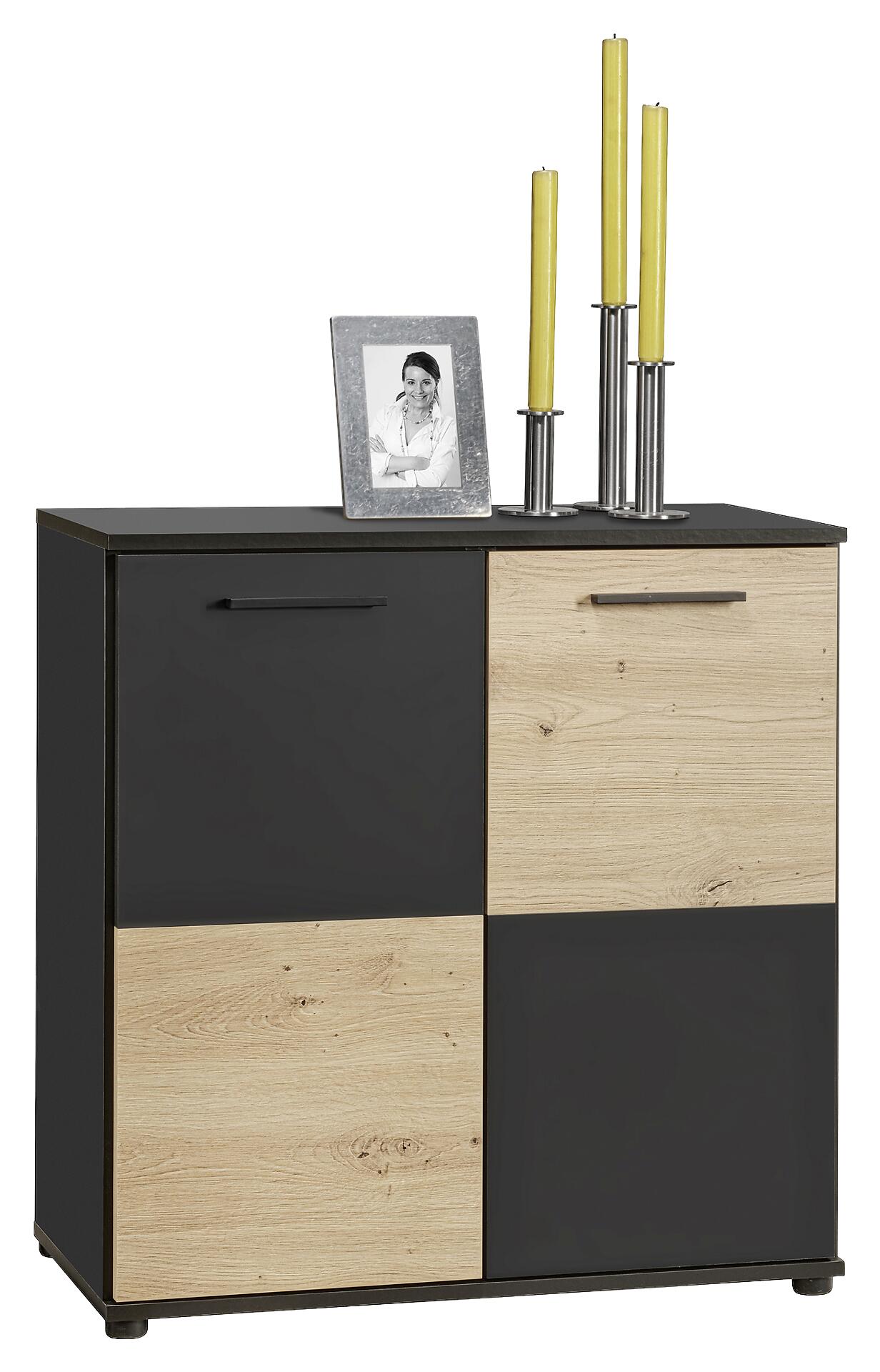 Kommode Zero Eiche Artisan Oak Nachbildung anthrazit B/H/T: ca. 72x72x34 cm