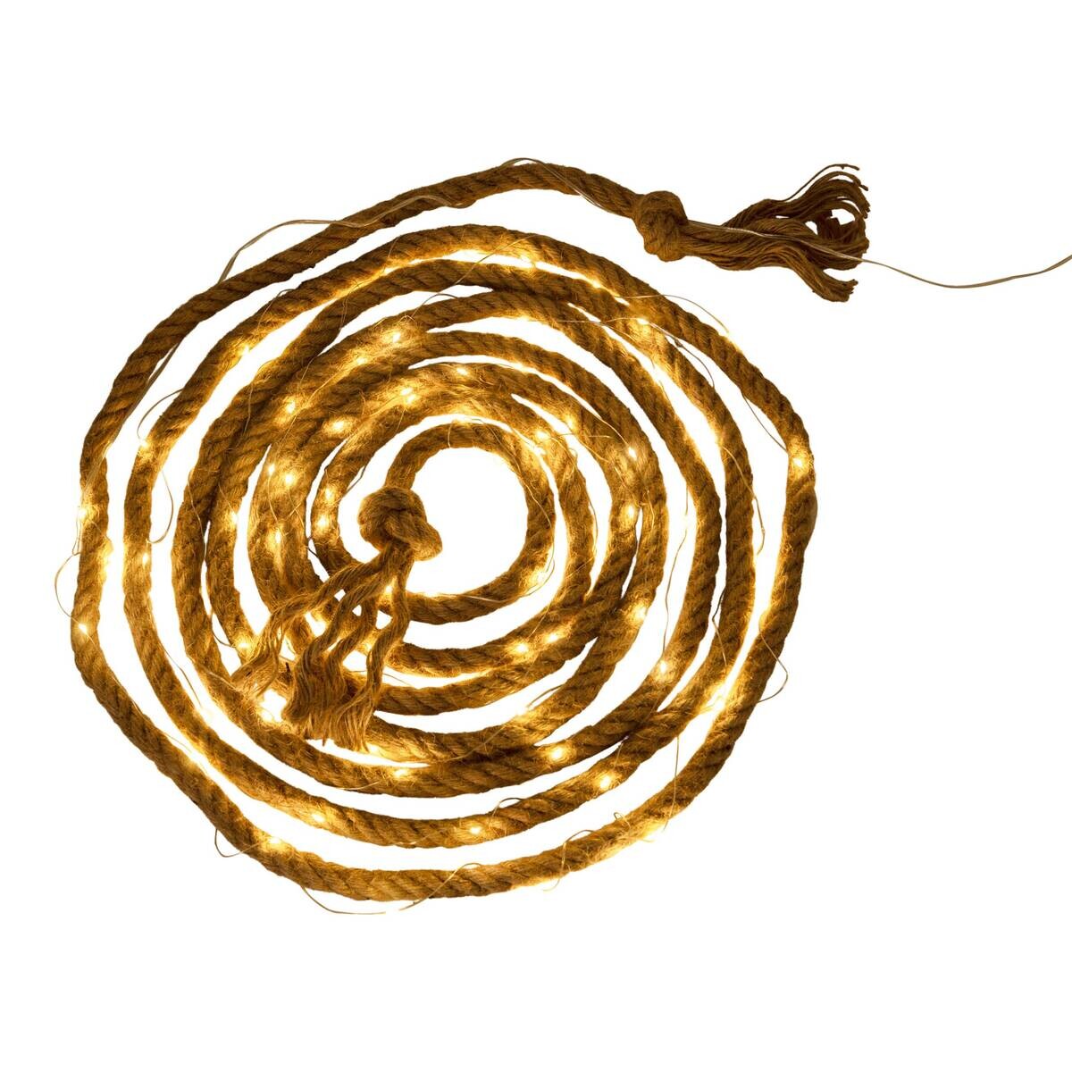 Solarlichterkette 5313127 natur Hanfseil Metall Kunststoff B/H/T: ca. 1,6x1,6x1000 cm