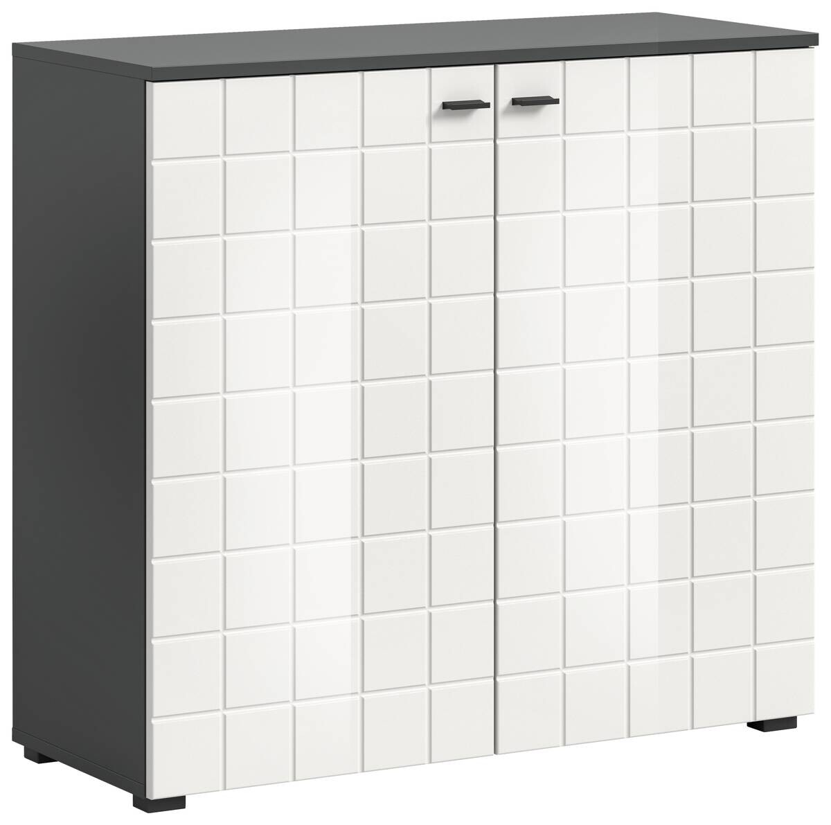 Kommode Monte anthrazit weiß Hochglanz B/H/T: ca. 92x86x37 cm