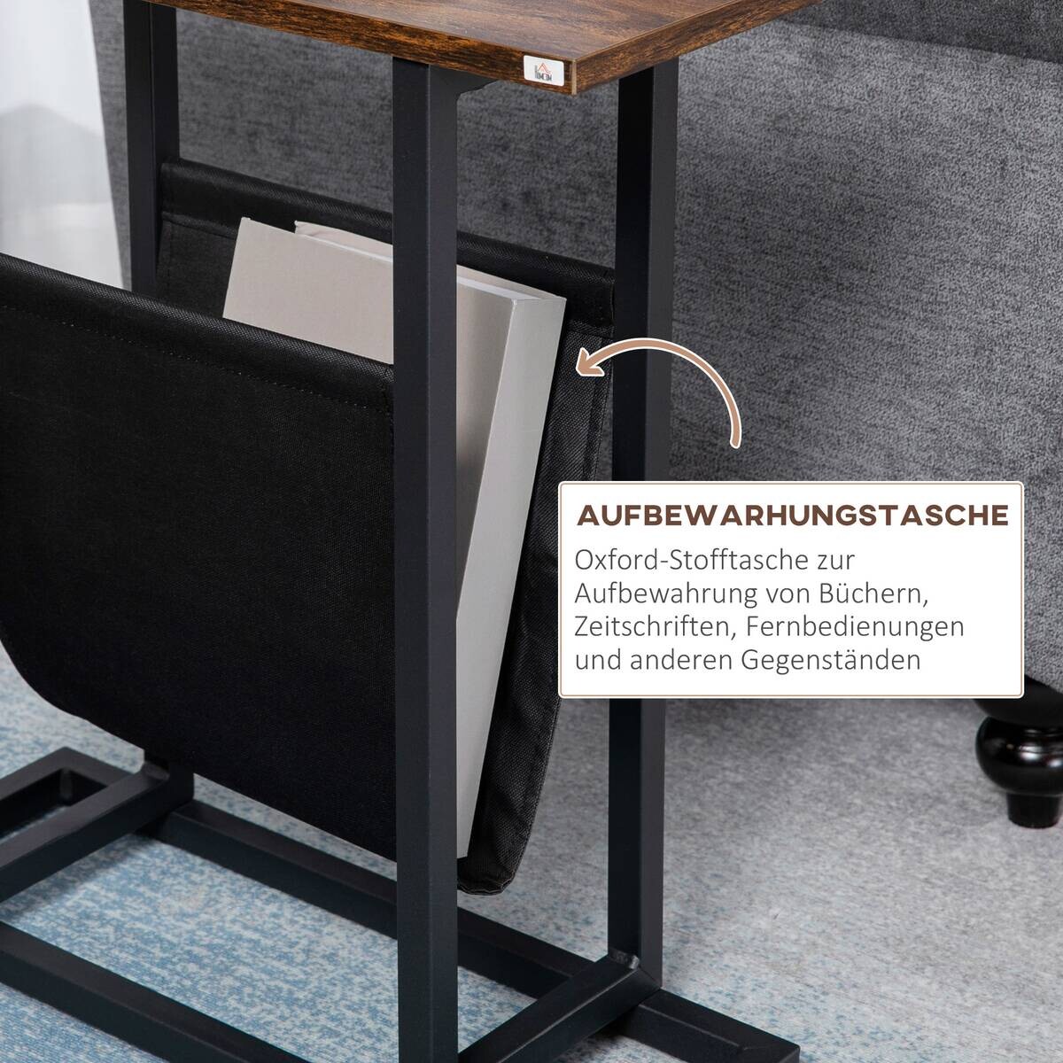 HOMCOM Beistelltisch schwarz Spanplatte B/H/L: ca. 19x49x55 cm