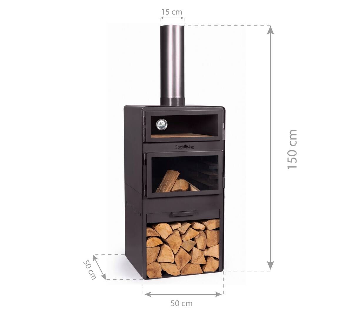 CookKing Terrassenofen Vento Plus schwarz Stahl B/H/L: ca. 50x150x50 cm