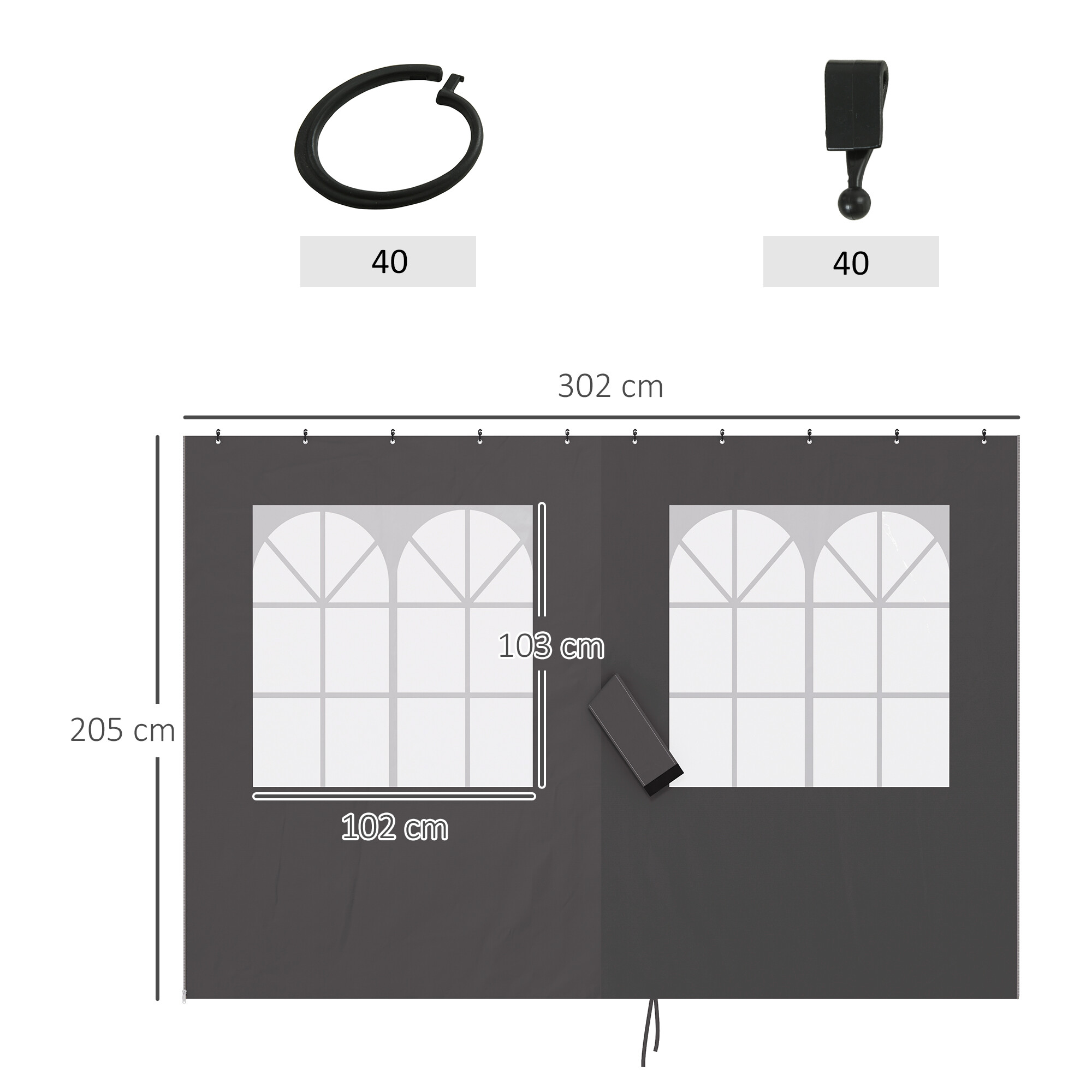 Outsunny Pavillon-Seitenteile
