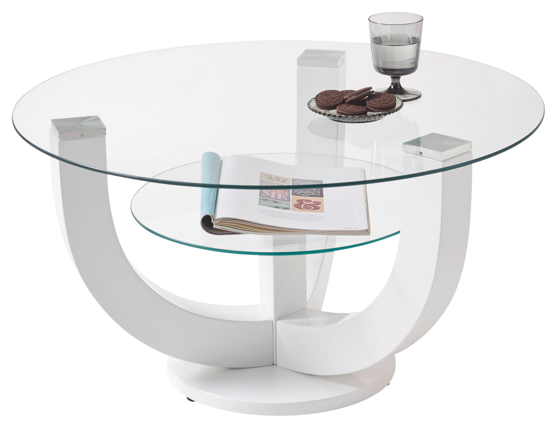 Glascouchtisch Denver weiß glasklar B/H/T: ca. 80x40x80 cm