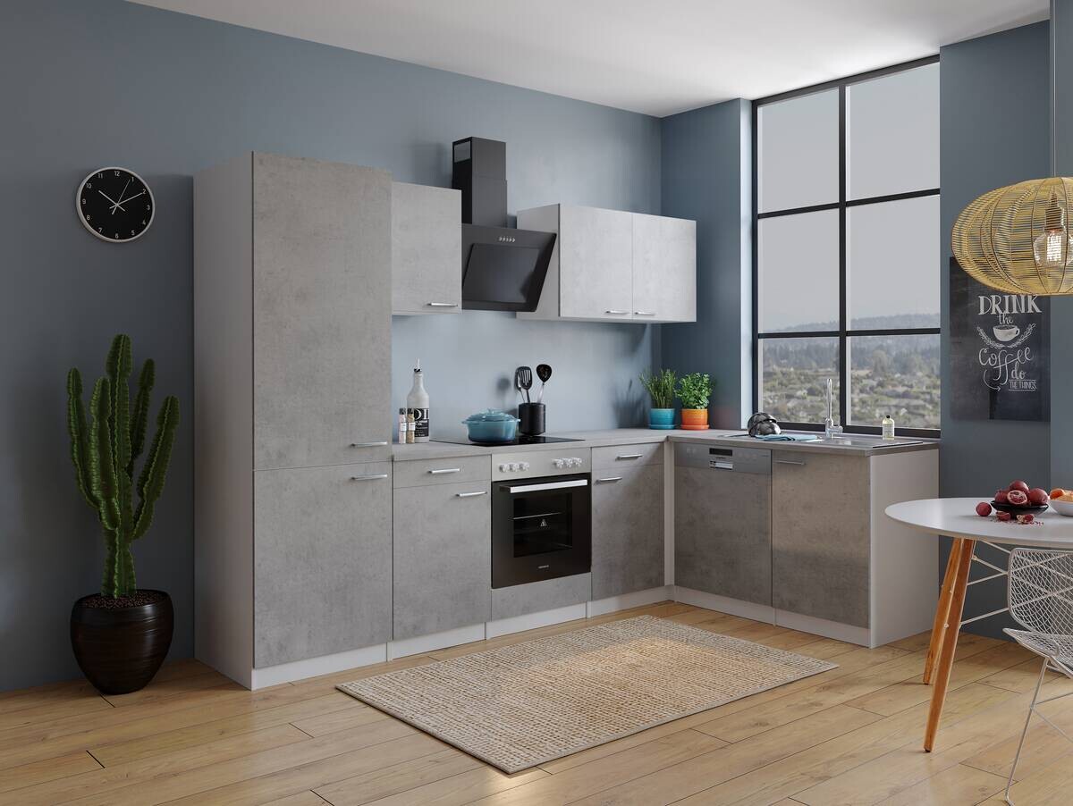 Respekta Winkelküche Malia Beton Optik B/H/T: ca. 280x200x172 cm