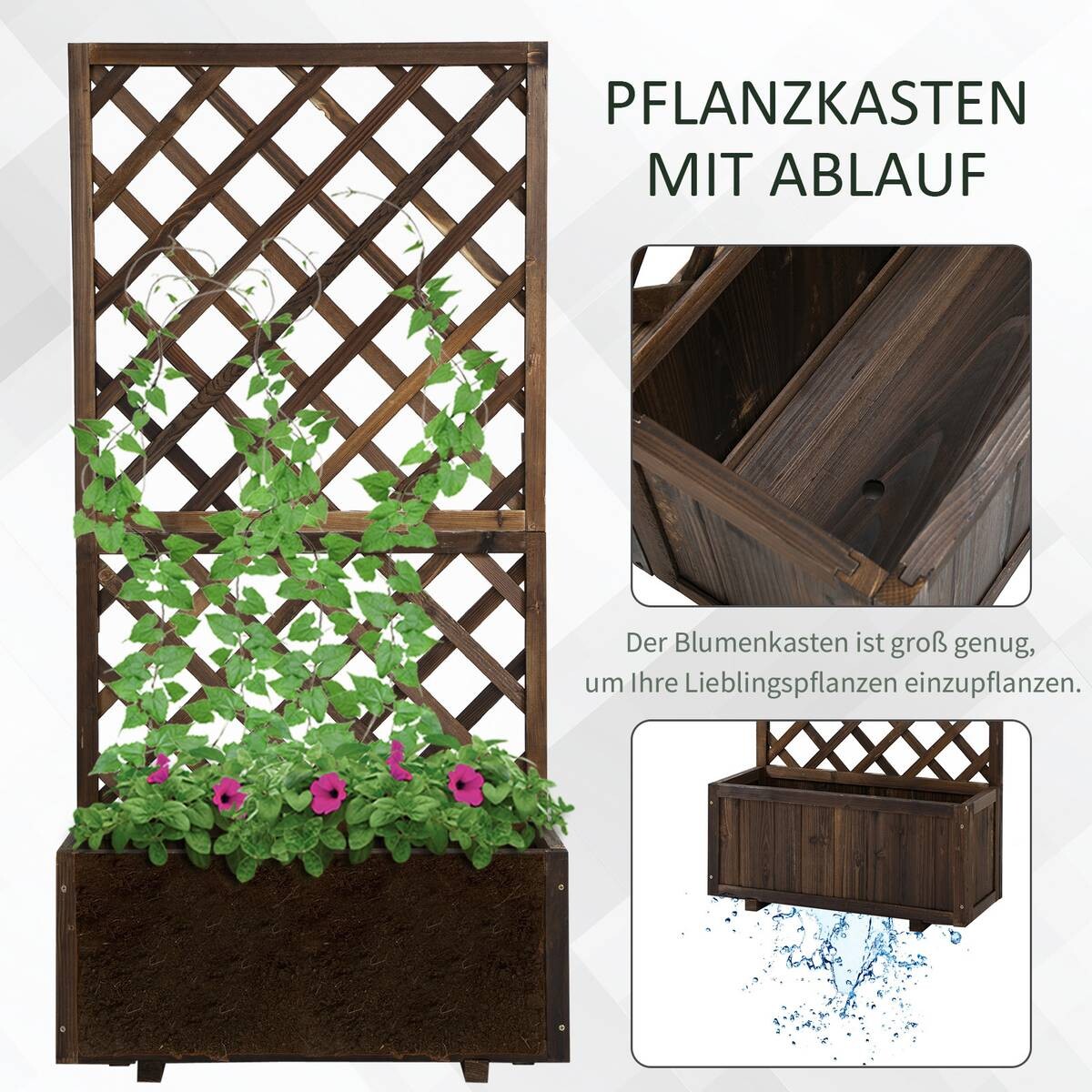 Outsunny Pflanzkasten dunkelbraun Holz B/H/L: ca. 32x150x73 cm