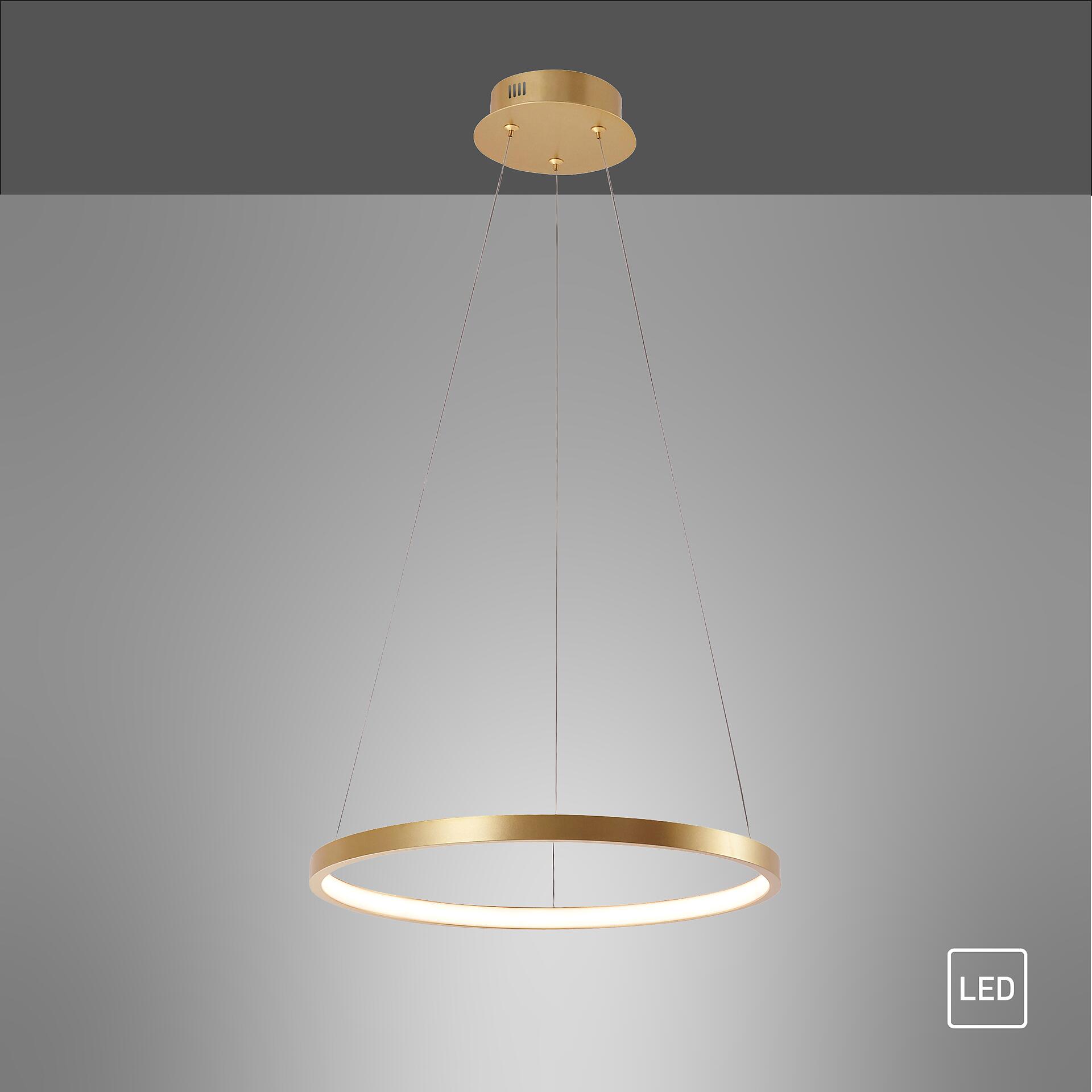 Just Light LED-Pendelleuchte CIRCLE 11522-12 gold weiß Metall Kunststoff H/D: ca. 120x39 cm 1.0 Brennstellen