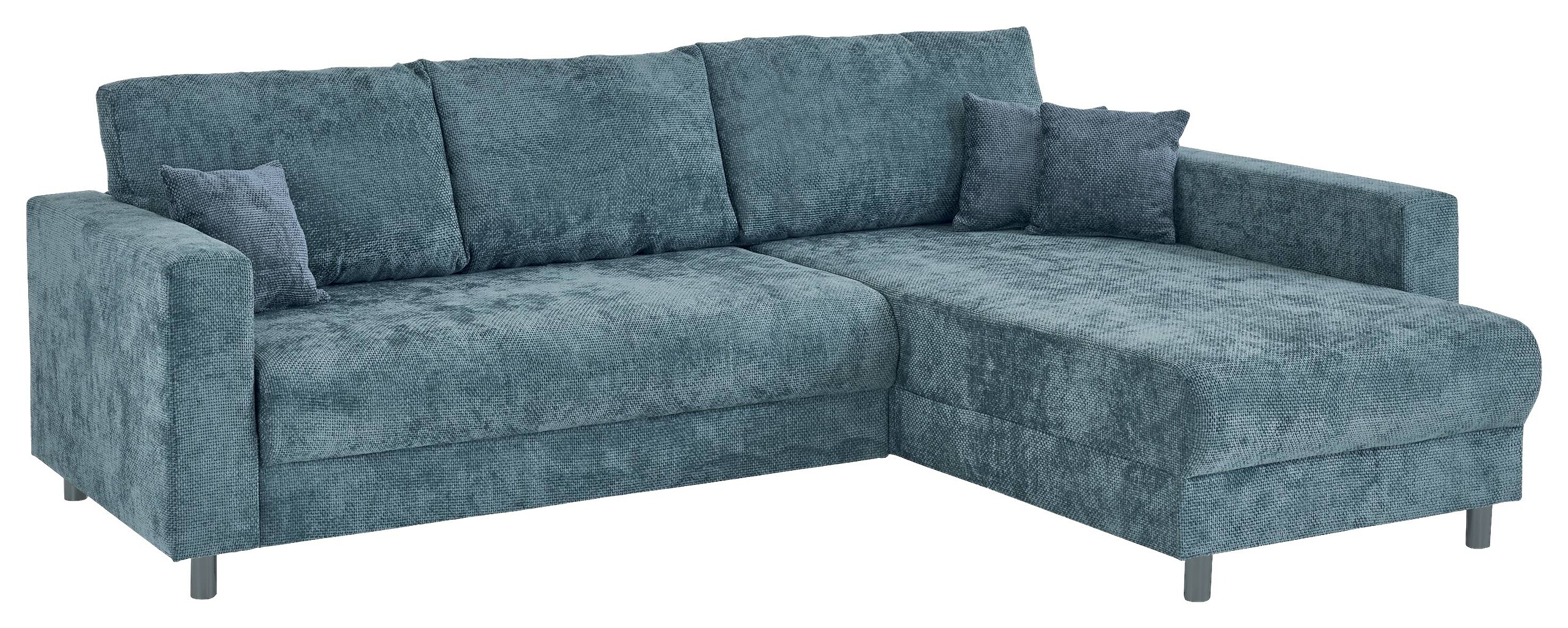 Ecksofa mit Bettfunktion und Bettkasten dunkelblau Microfaser B/H/T: ca. 252x89x195 cm