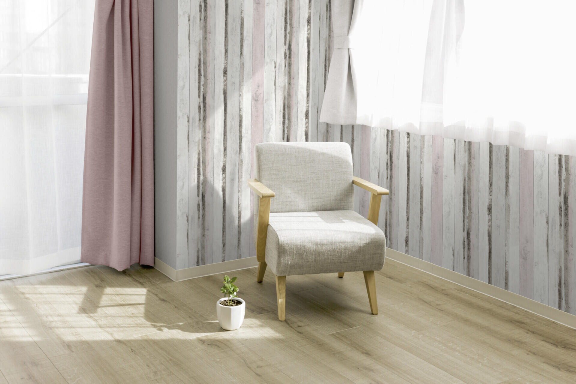 Papiertapete Holzoptik grau rosa B/L: ca. 53x1005 cm