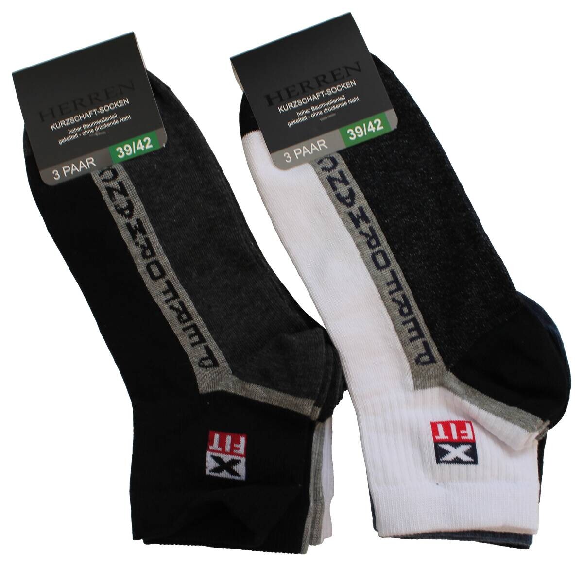 Herren-Socken sortiert 3 Packstücke Größe 39-42