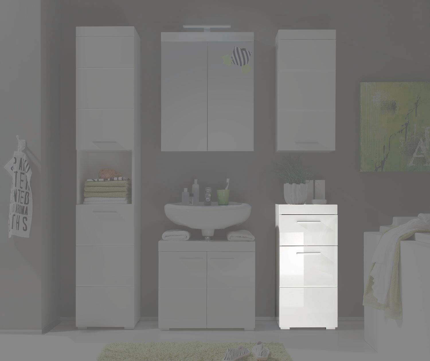 Badkommode Amanda weiß weiß Hochglanz B/H/T: ca. 37x79x31 cm