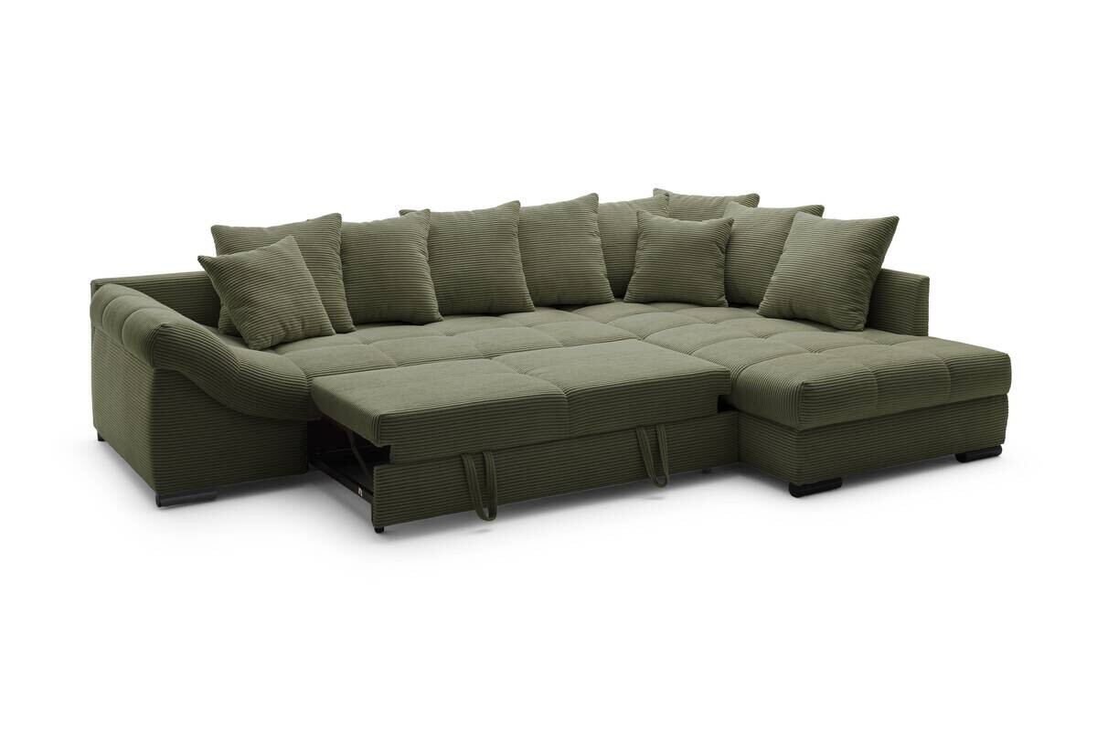 Ecksofa mit Bettfunktion grün Microfaser B/H/T: ca. 303x88x202 cm