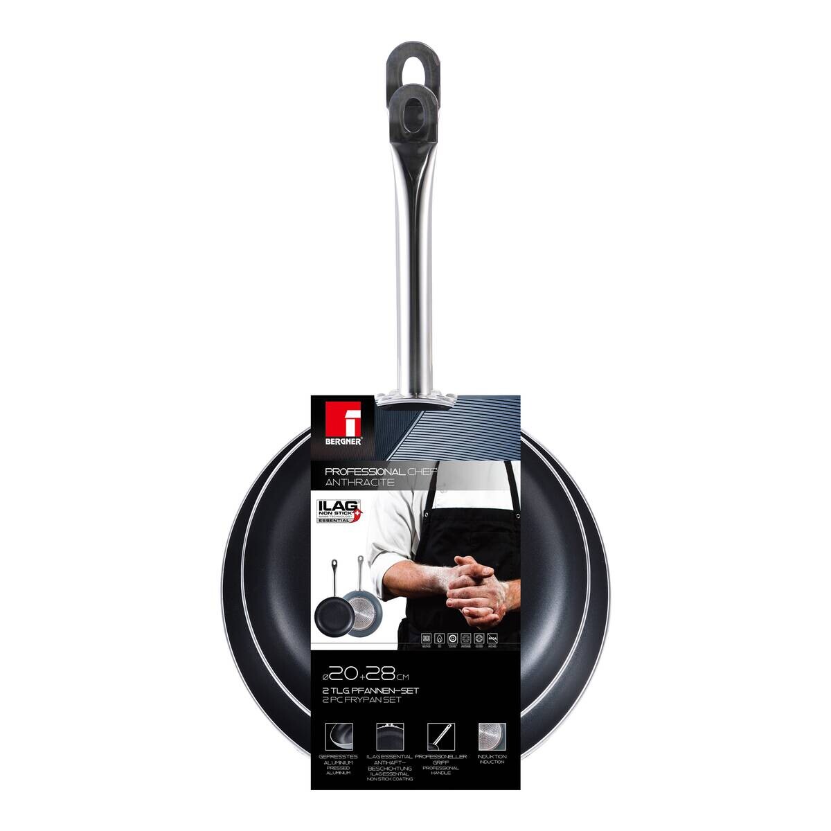 BERGNER Pfannenset Professional chef anthracite anthrazit Aluminium 2 tlg. BERGNER Pfannenset Professional chef anthracite anthrazit Aluminium 2 tlg.