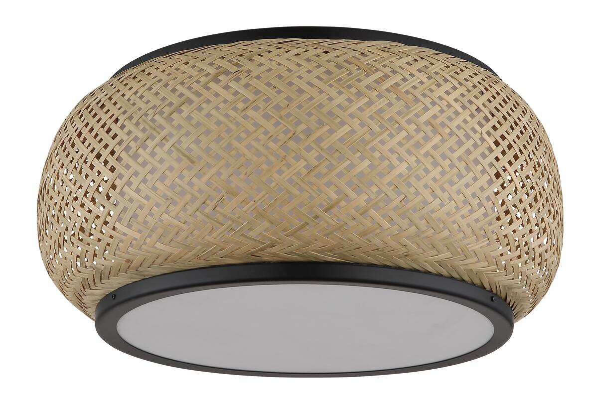 GLOBO Deckenleuchte mattschwarz natur Metall Bambus H/D: ca. 19,2x38 cm 1 Brennstellen