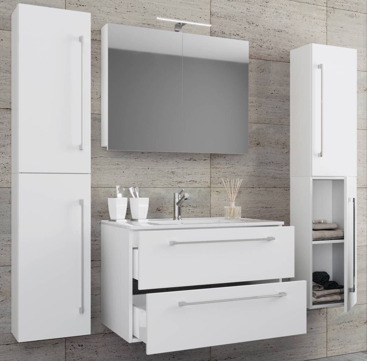 Waschplatz 5tlg-Badinos weiß B/H/T: ca. 60x50x46 cm