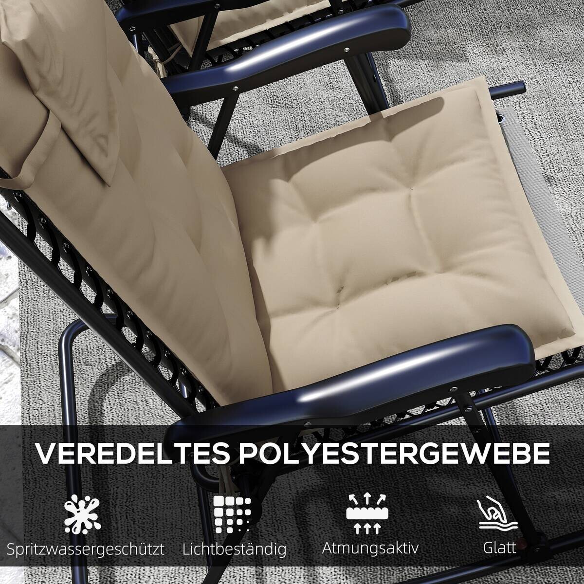 Outsunny Liegenauflage 2er Set beige Polyester B/H/L: ca. 50x5x116 cm