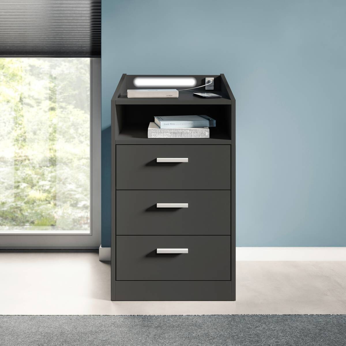 Nachtkonsole Lumo Graphit B/H/T: ca. 46x84x42 cm
