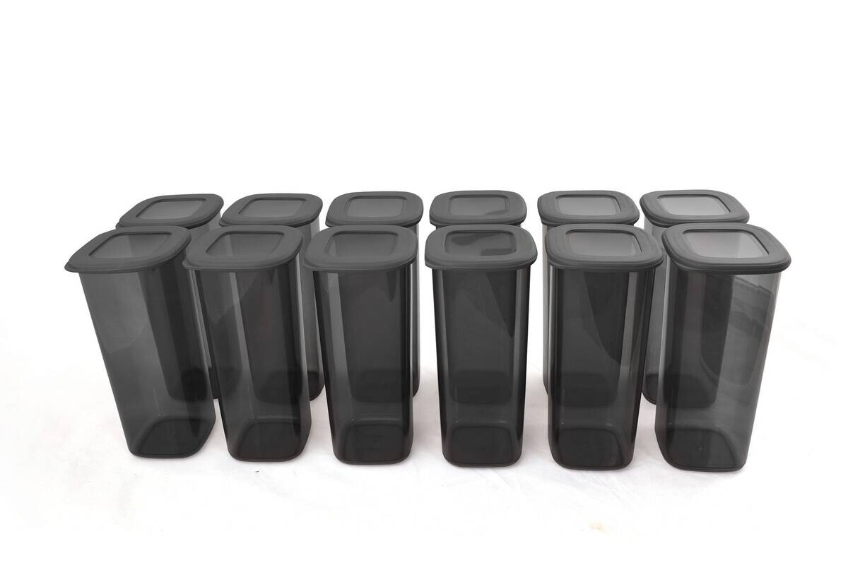 HermiaConcept Vorratsdosenset 12-tlg. grau B/H/T/L/D: ca. 11x25x11x11x11 cm