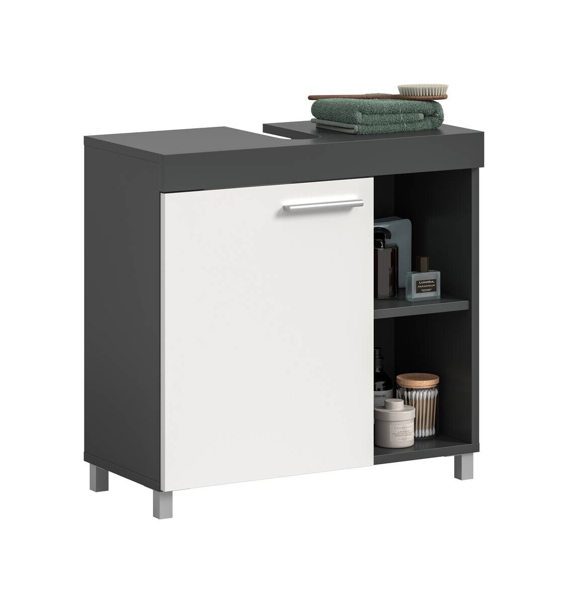 Waschbeckenunterschrank Noah weiß anthrazit B/H/T: ca. 65x63x31 cm
