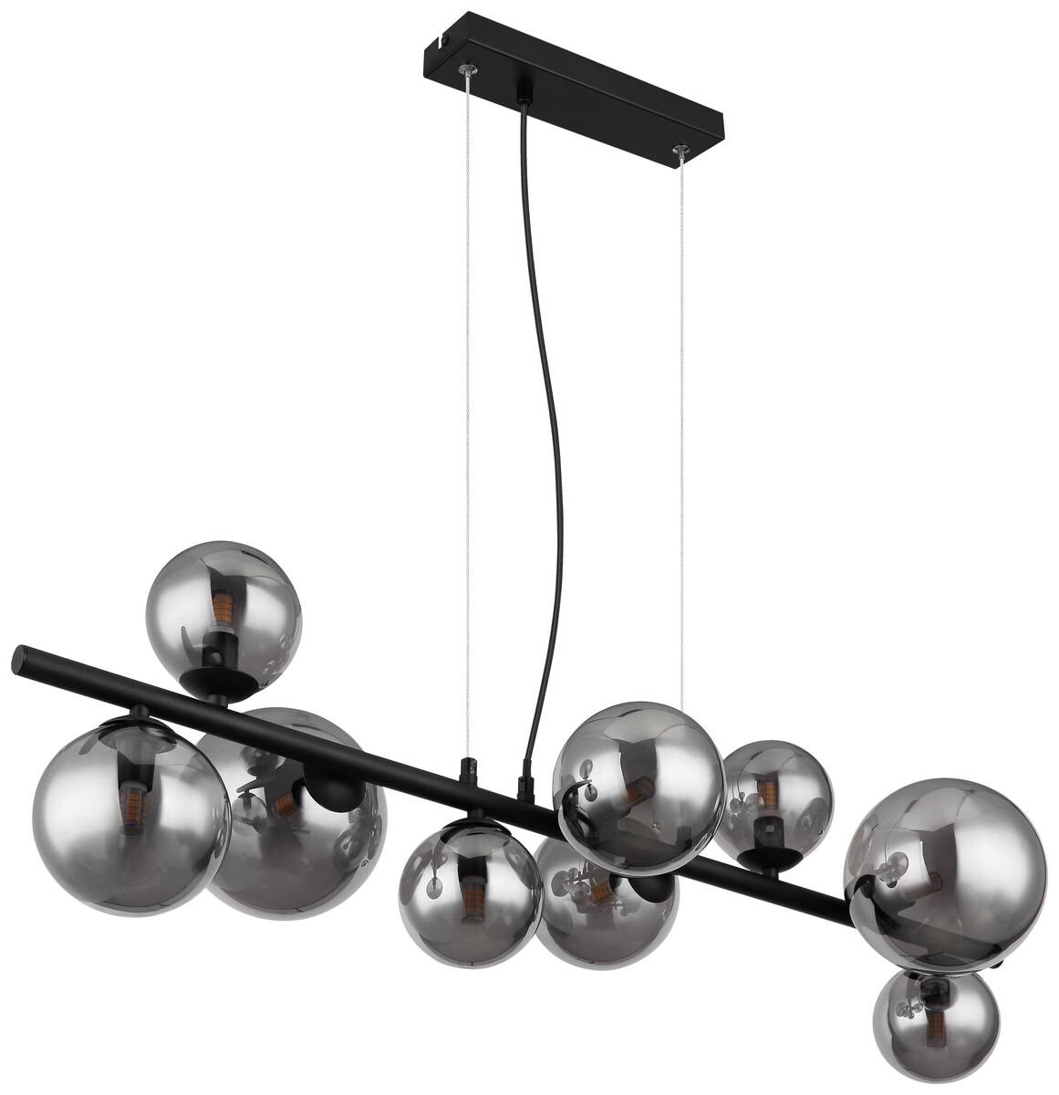 GLOBO Pendelleuchte 56133-9H Riha schwarz Metall Rauchglas B/H/L: ca. 34,5x120x87 cm 9.0 Brennstellen