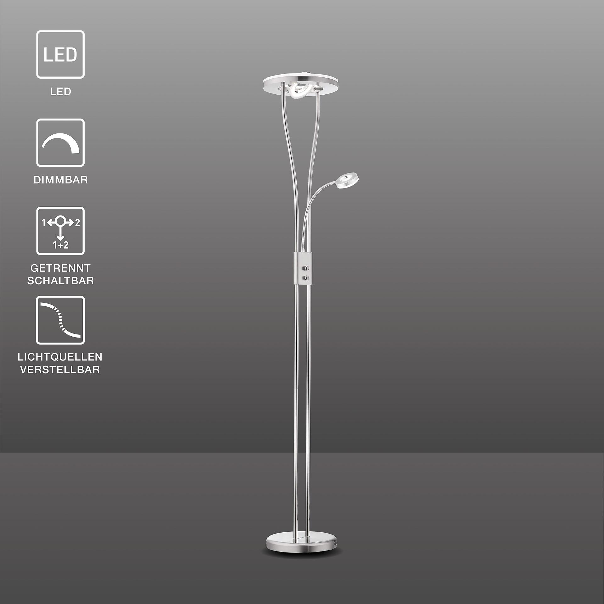 Just Light Deckenfluter 11778-55 silberweiß Metall Kunststoff H/D: ca. 188x29 cm 2 Brennstellen