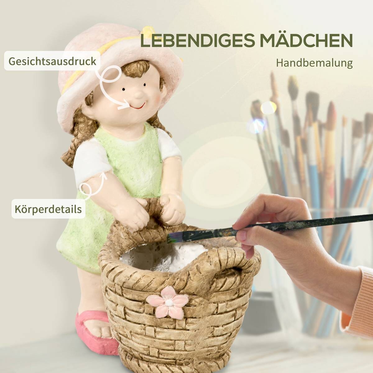 Outsunny Gartenstatue mit Blumenkorb