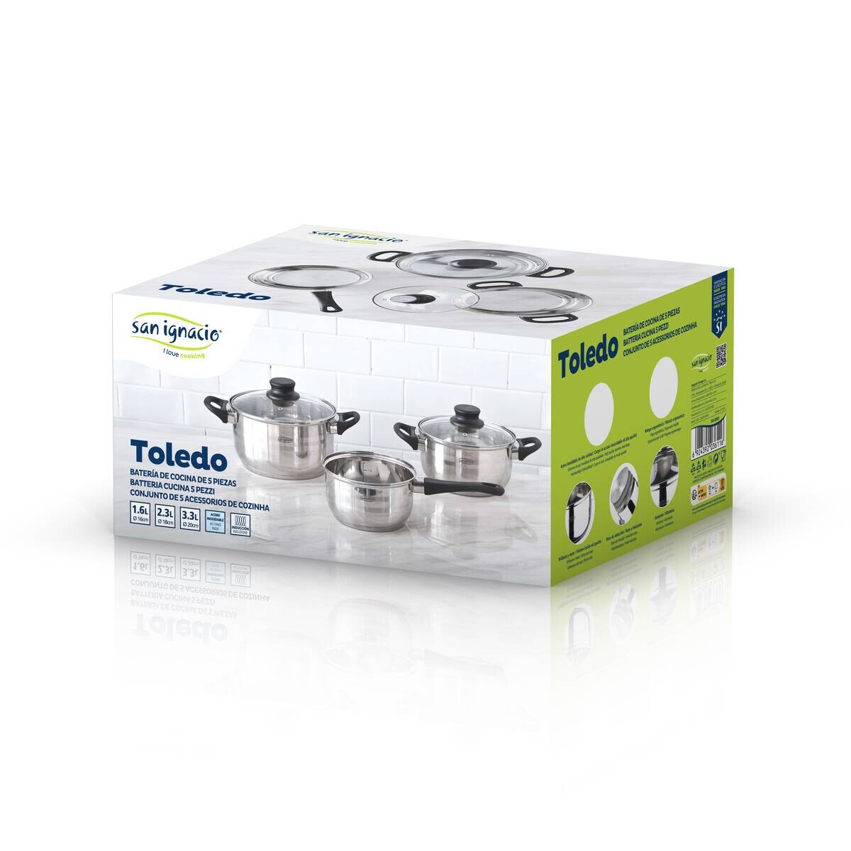 SAN IGNACIO Topfset TOLEDO silber Edelstahl 5 tlg.