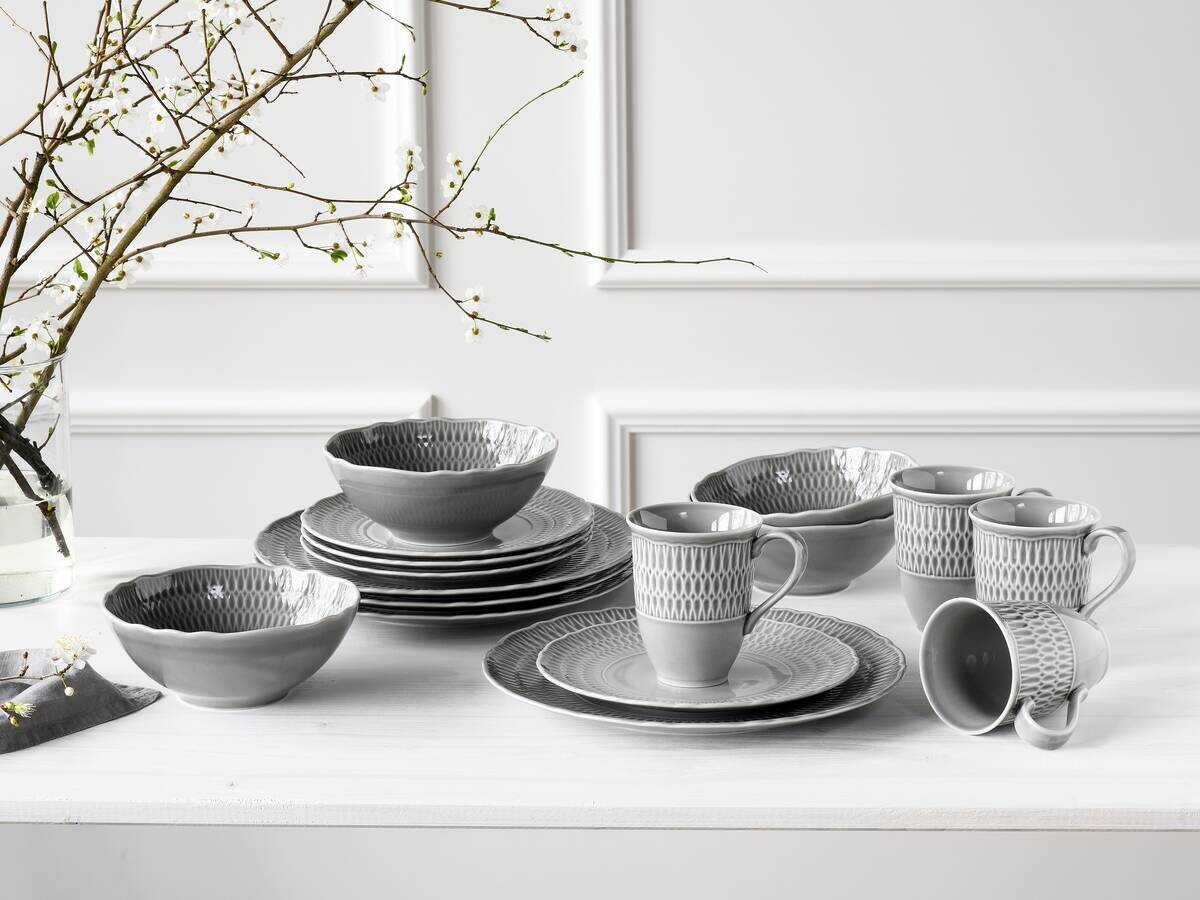 CreaTable Kombiservice Sofia grau Porzellan 16 tlg.
