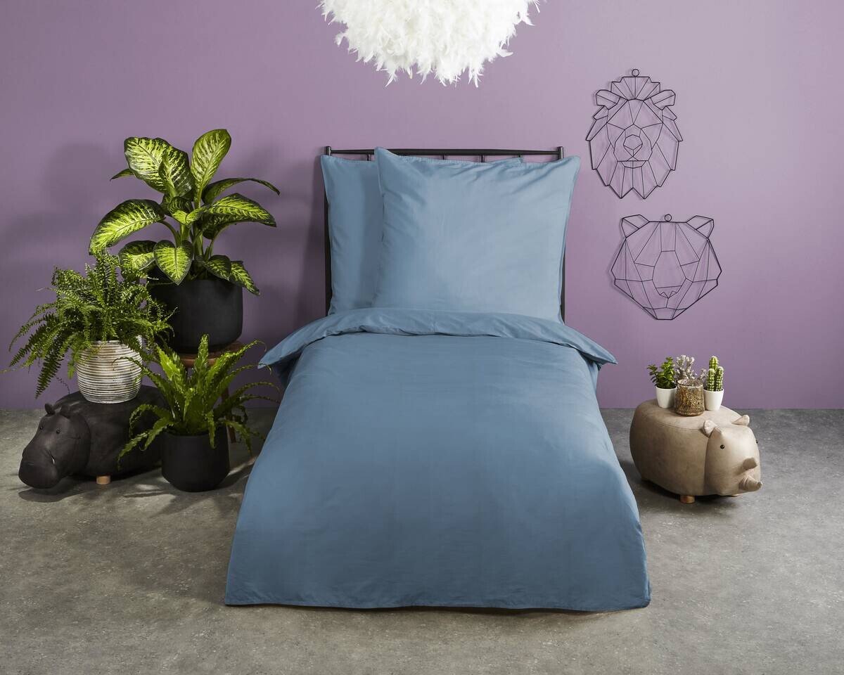 Baumwoll Bettwäsche Satin eisblau Baumwolle B/L: ca. 135x200 cm