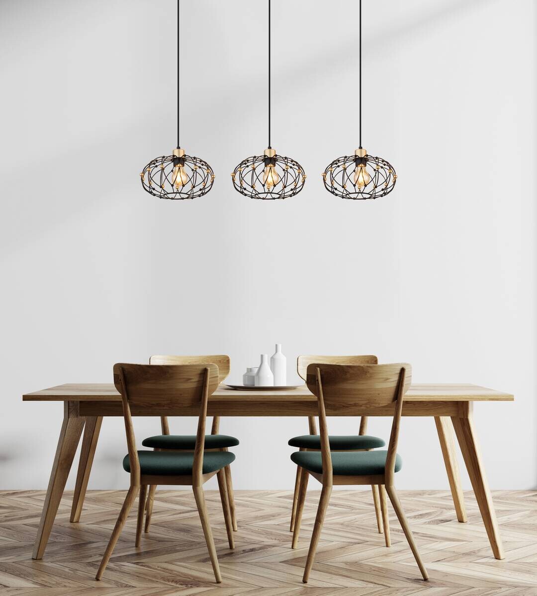 GLOBO Pendelleuchte mattschwarz Metall B/H/T/L: ca. 28x150x95x95 cm E27 3 Brennstellen