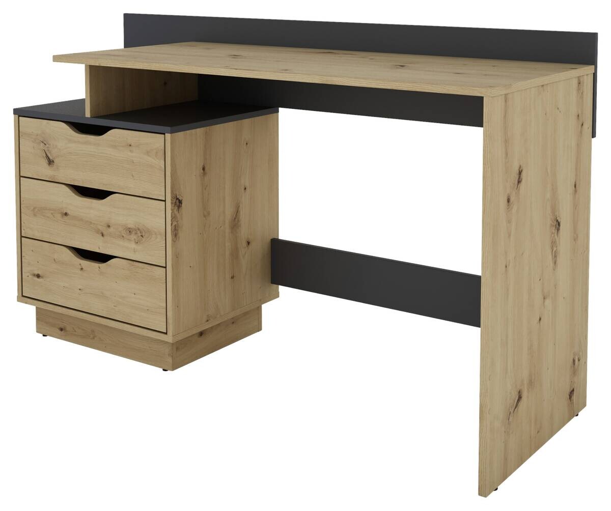Schreibtisch BELFAST Eiche Artisan Nachbildung anthrazit B/H/T: ca. 138x83,5x51,5 cm
