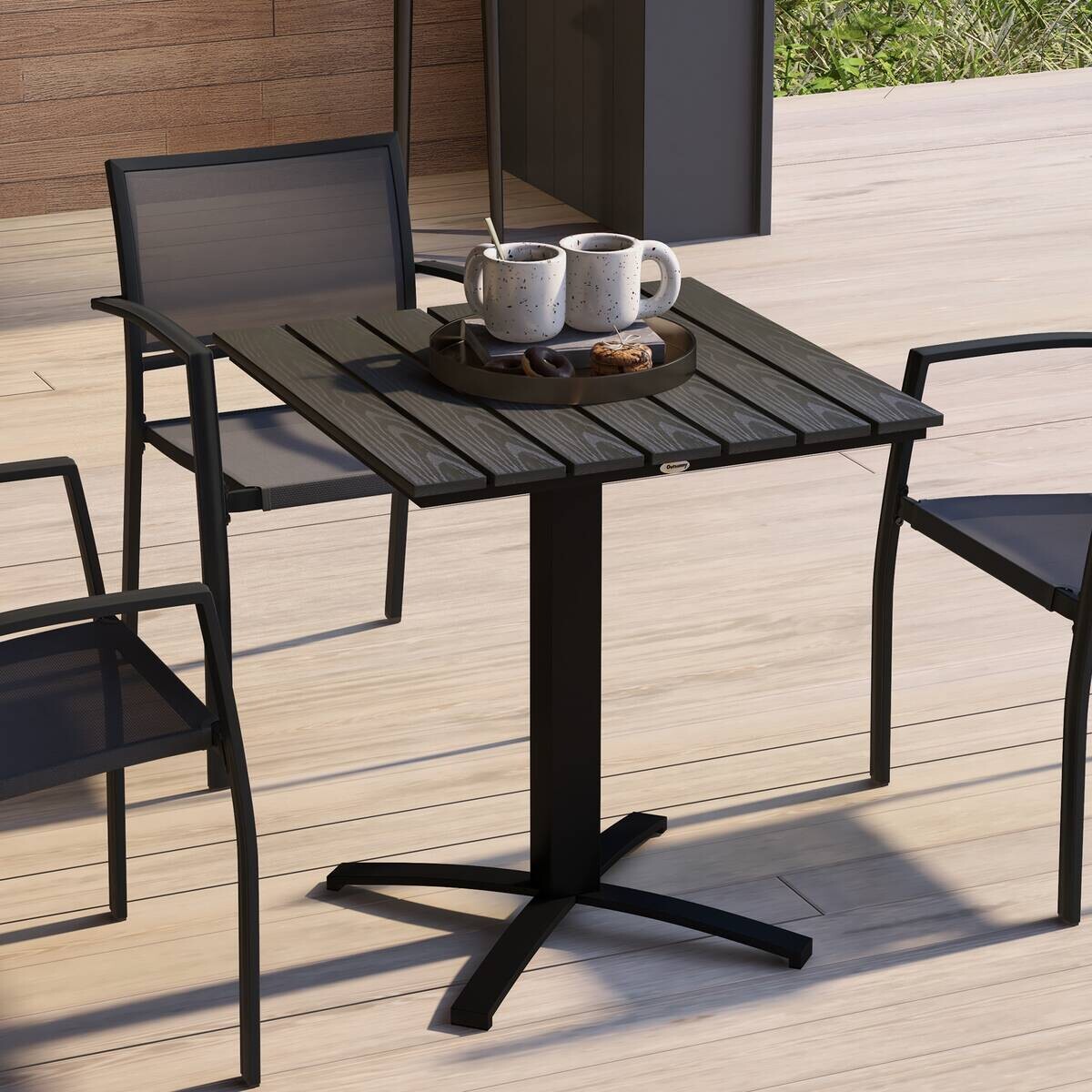 Outsunny Gartentisch grau Holz B/H/L: ca. 70x76x70 cm